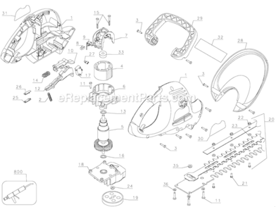 Page A Diagram and Parts List for TR1400 Type 1 Black and Decker Hedge Trimmer